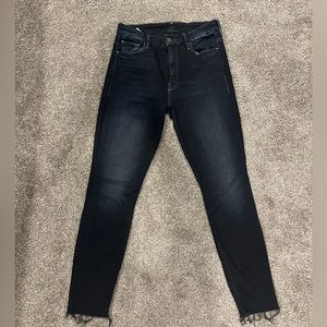 Mother The Looker High Waist Frayed Ankle Skinny Jeans size 27